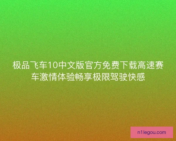 极品飞车10中文版官方免费下载高速赛车激情体验畅享极限驾驶快感