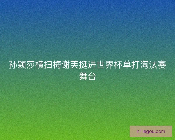 孙颖莎横扫梅谢芙挺进世界杯单打淘汰赛舞台